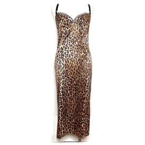Dolce & Gabbana Leopard Print Slip Dress in Brown and Black